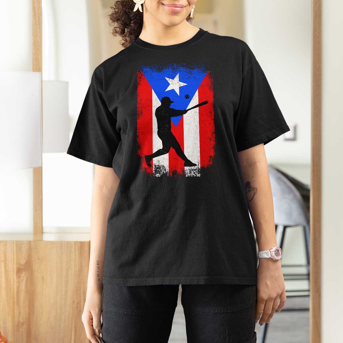 Puerto Rico Flag Baseball T Shirt For Women Cool Distressed Jersey Gift Boricua Boys - Wonder Print Shop