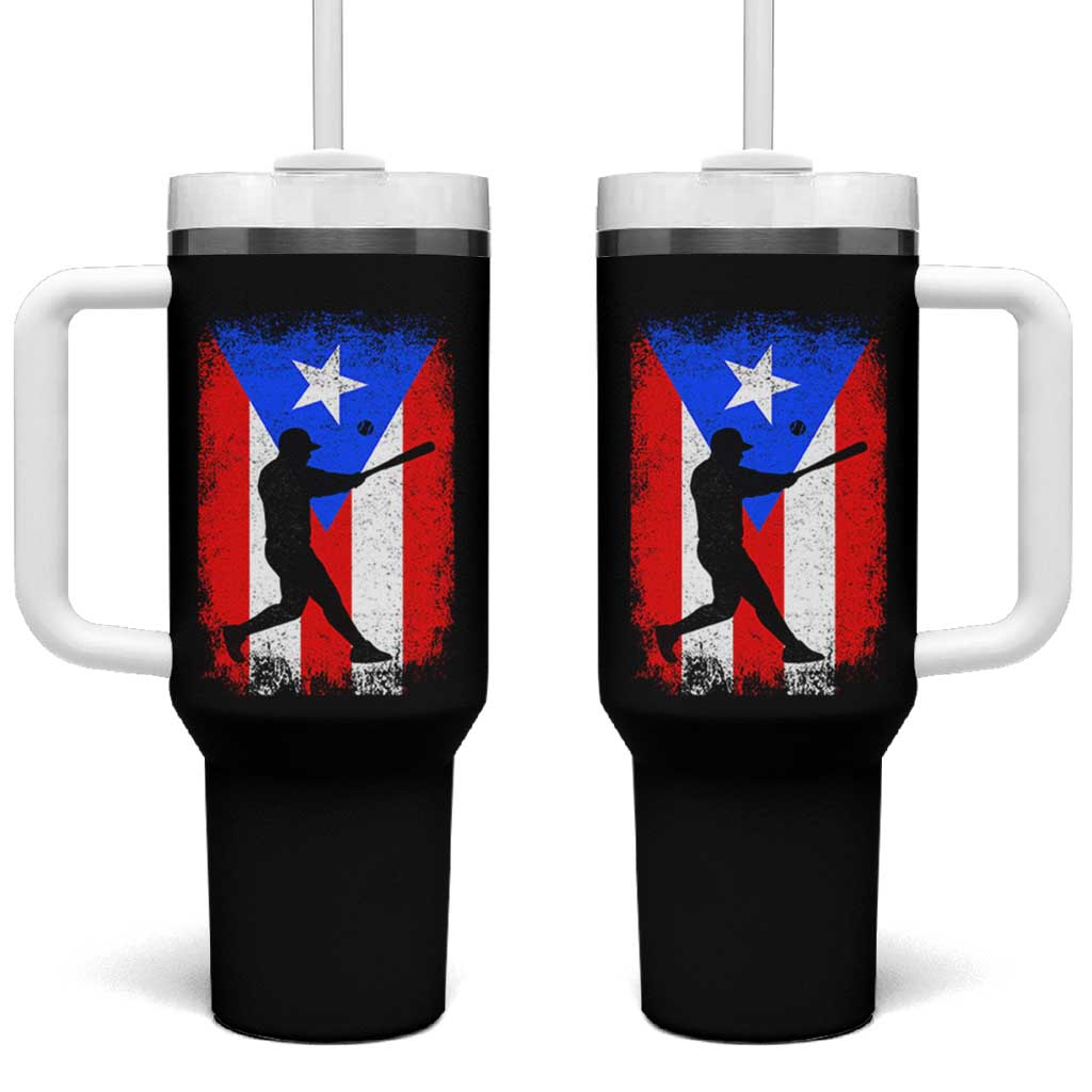 Puerto Rico Flag Baseball Tumbler With Handle Cool Distressed Jersey Gift Boricua Boys - Wonder Print Shop