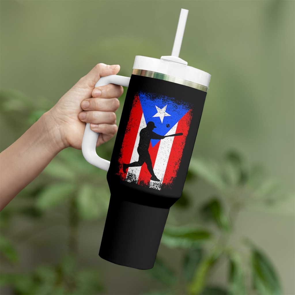 Puerto Rico Flag Baseball Tumbler With Handle Cool Distressed Jersey Gift Boricua Boys - Wonder Print Shop