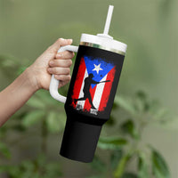 Puerto Rico Flag Baseball Tumbler With Handle Cool Distressed Jersey Gift Boricua Boys - Wonder Print Shop