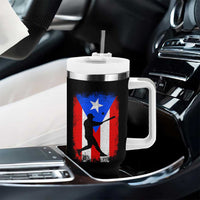 Puerto Rico Flag Baseball Tumbler With Handle Cool Distressed Jersey Gift Boricua Boys - Wonder Print Shop