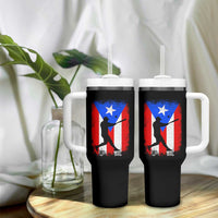 Puerto Rico Flag Baseball Tumbler With Handle Cool Distressed Jersey Gift Boricua Boys - Wonder Print Shop
