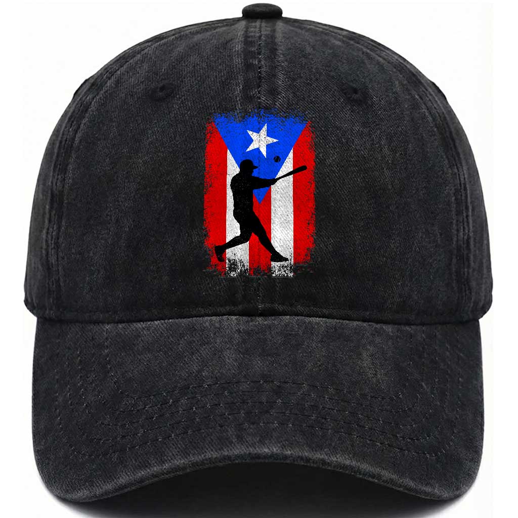 Puerto Rico Flag Baseball Washed Cotton Baseball Cap Cool Distressed Jersey Gift Boricua Boys