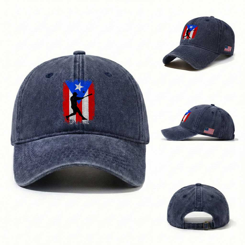Puerto Rico Flag Baseball Washed Cotton Baseball Cap Cool Distressed Jersey Gift Boricua Boys