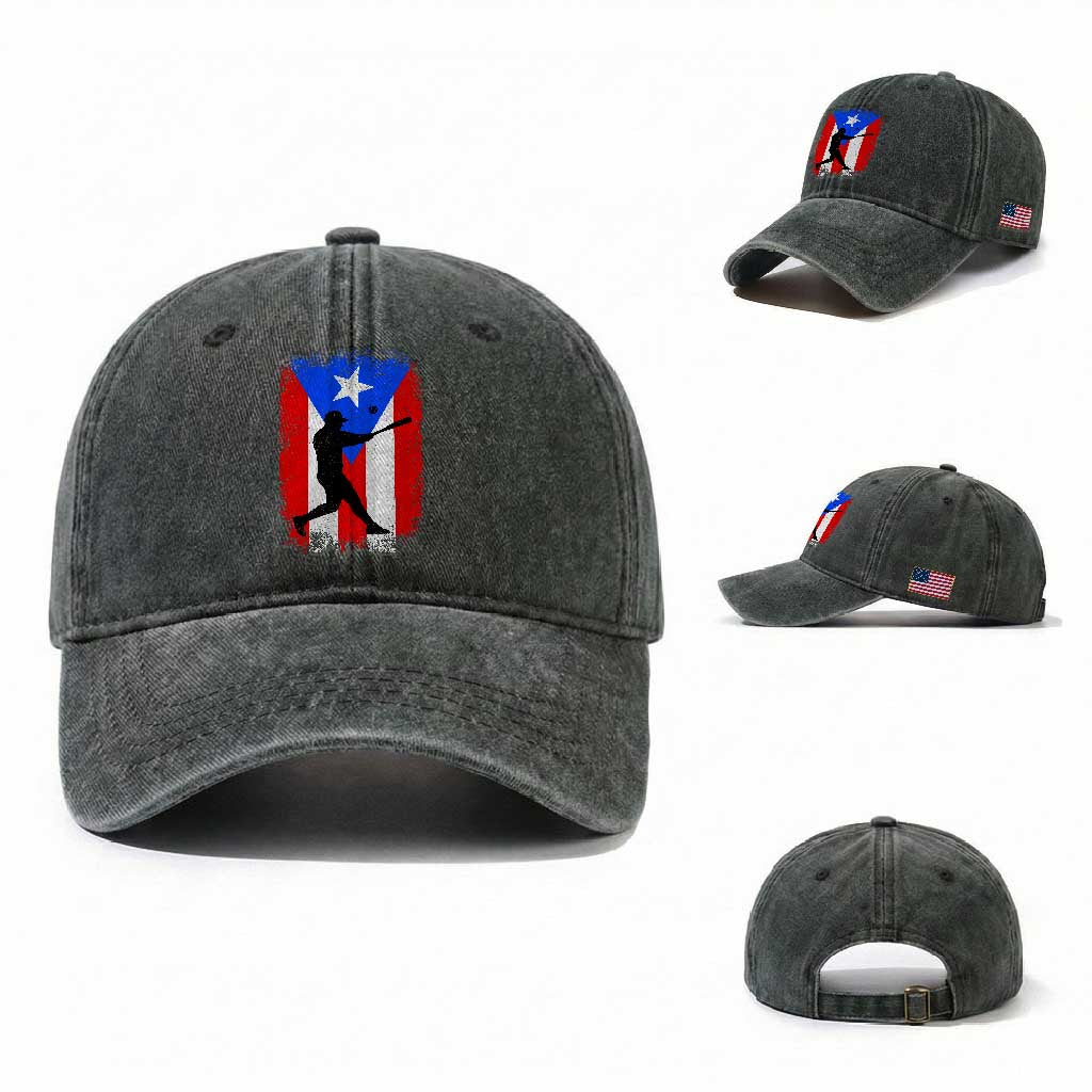 Puerto Rico Flag Baseball Washed Cotton Baseball Cap Cool Distressed Jersey Gift Boricua Boys