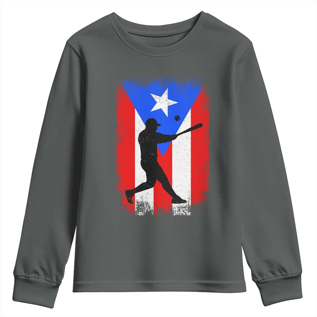 Puerto Rico Flag Baseball Youth Sweatshirt Cool Distressed Jersey Gift Boricua Boys - Wonder Print Shop