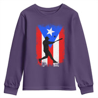 Puerto Rico Flag Baseball Youth Sweatshirt Cool Distressed Jersey Gift Boricua Boys - Wonder Print Shop