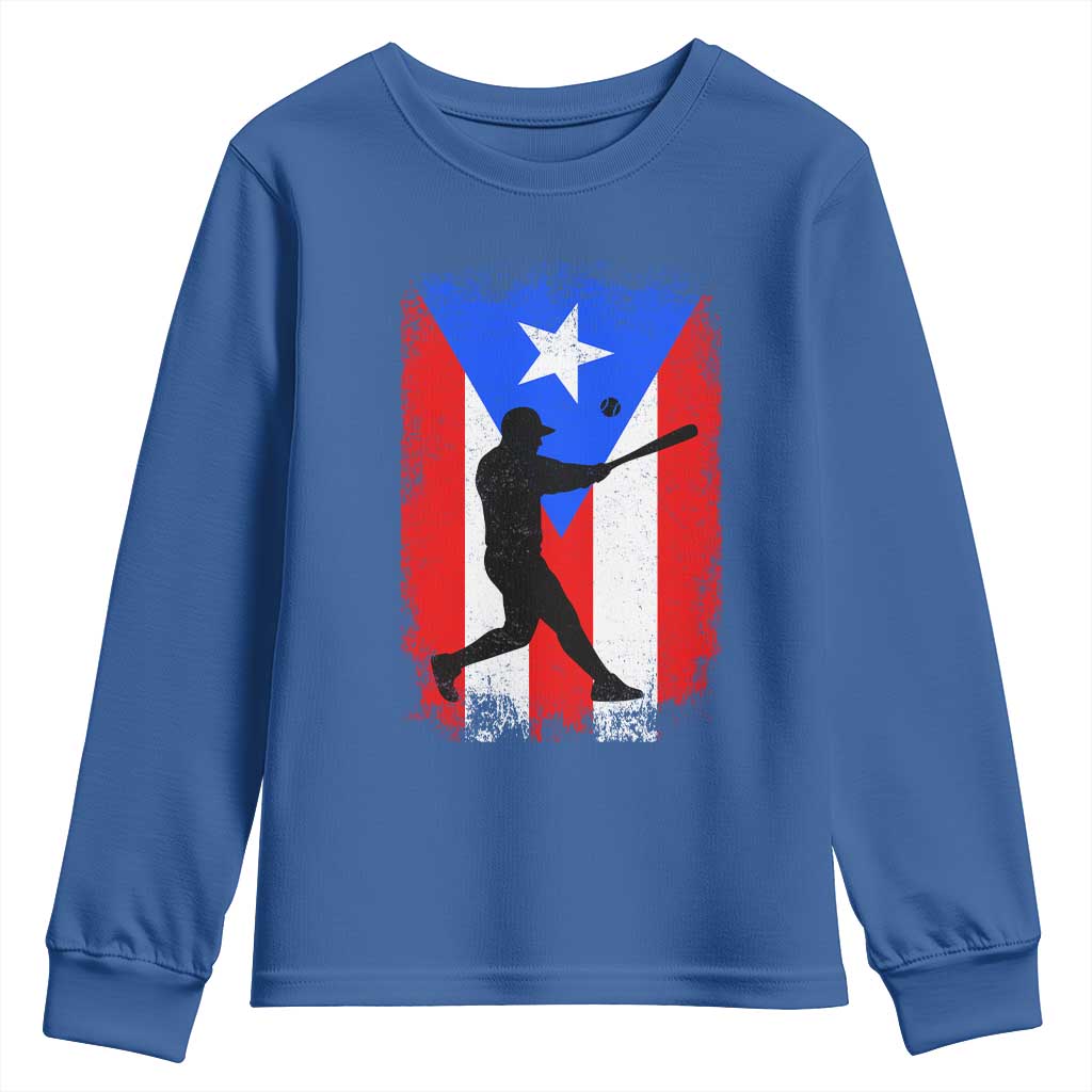 Puerto Rico Flag Baseball Youth Sweatshirt Cool Distressed Jersey Gift Boricua Boys - Wonder Print Shop