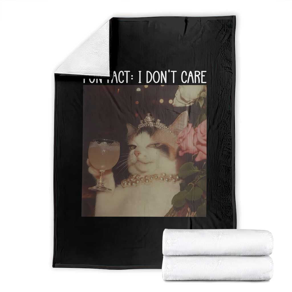 Cat Meme Throw Blanket Fun Fact I Dont Care Funny Saying Quote - Wonder Print Shop