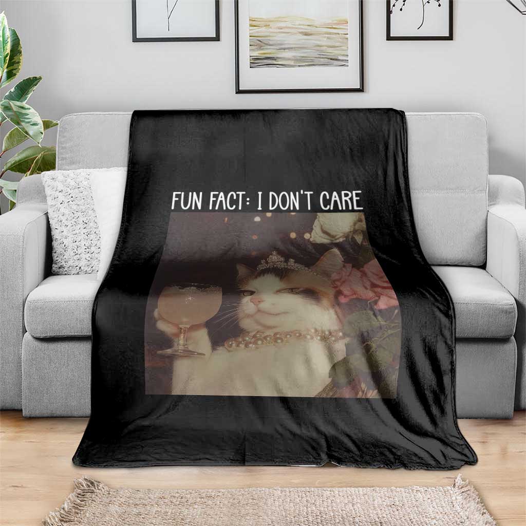 Cat Meme Throw Blanket Fun Fact I Dont Care Funny Saying Quote - Wonder Print Shop