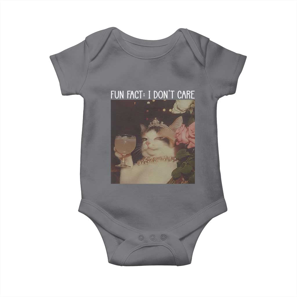 Cat Meme Baby Onesie Fun Fact I Dont Care Funny Saying Quote - Wonder Print Shop