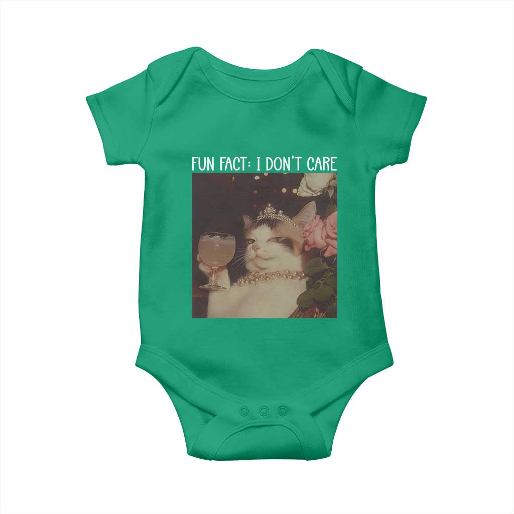 Cat Meme Baby Onesie Fun Fact I Dont Care Funny Saying Quote - Wonder Print Shop