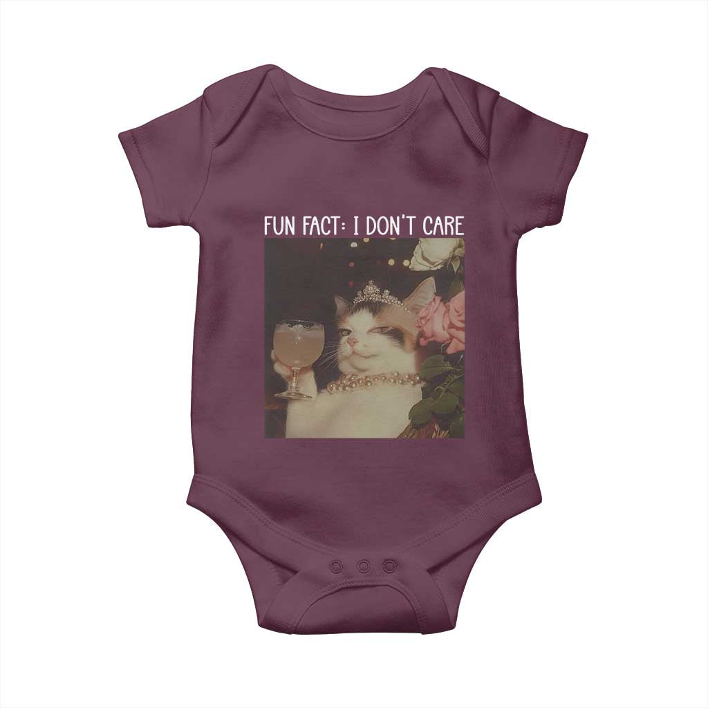Cat Meme Baby Onesie Fun Fact I Dont Care Funny Saying Quote - Wonder Print Shop