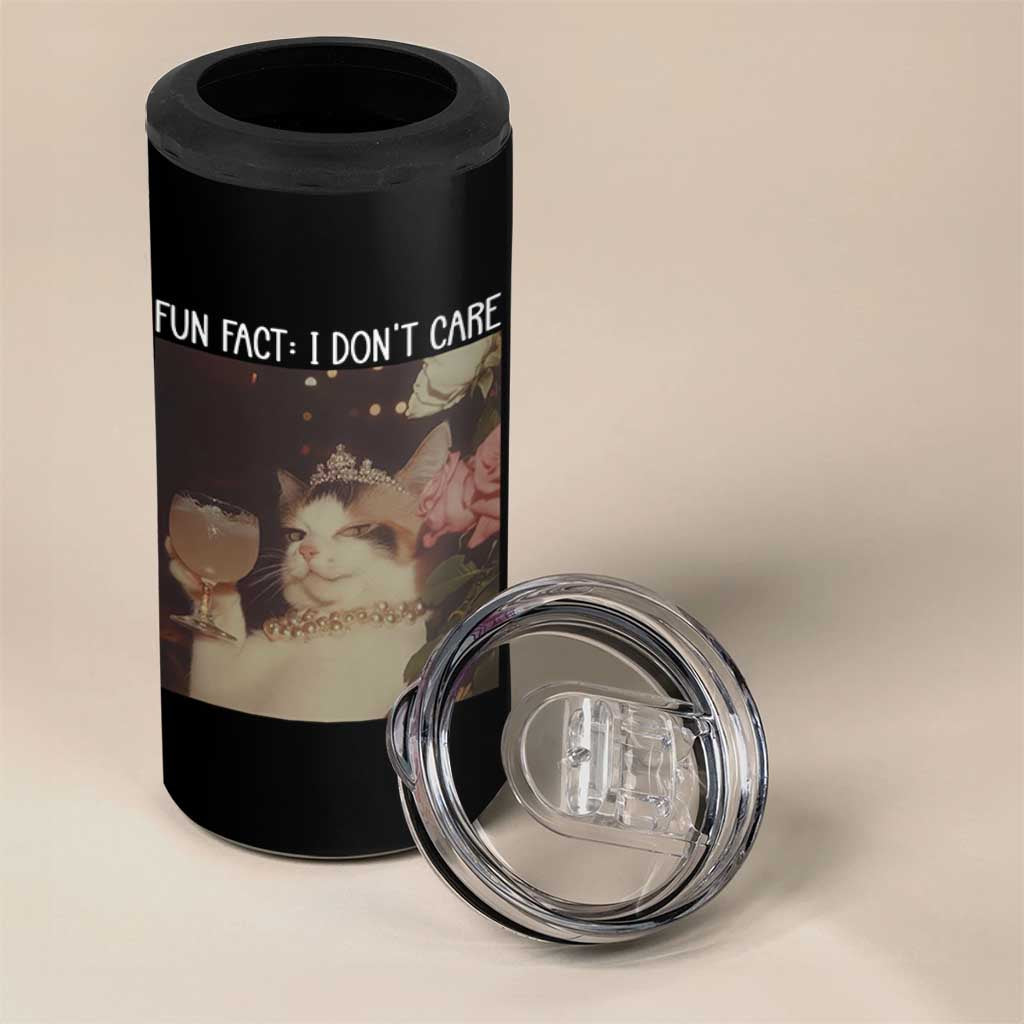 Cat Meme 4 in 1 Can Cooler Tumbler Fun Fact I Dont Care Funny Saying Quote - Wonder Print Shop
