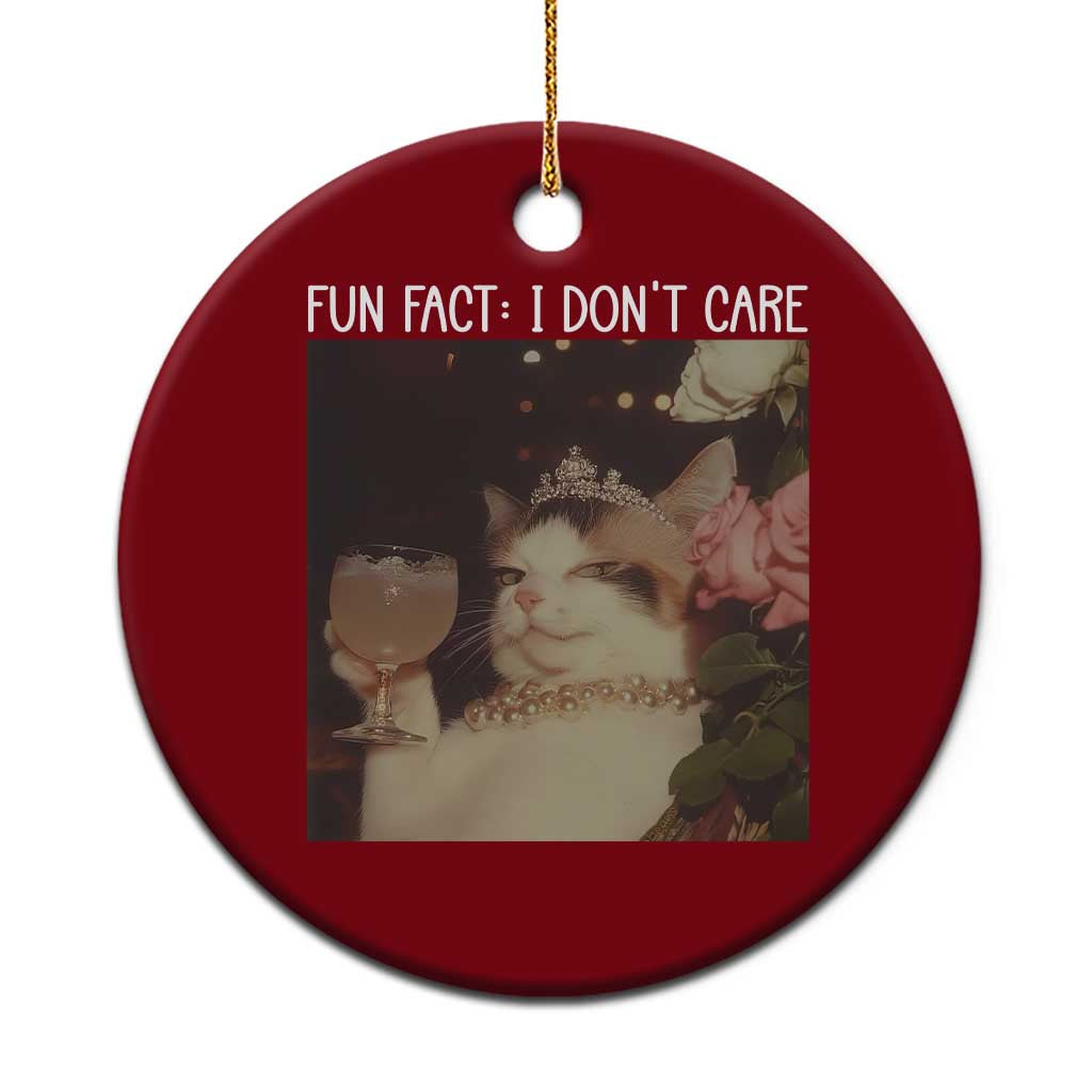 Cat Meme Ceramic Ornament Fun Fact I Dont Care Funny Saying Quote - Wonder Print Shop