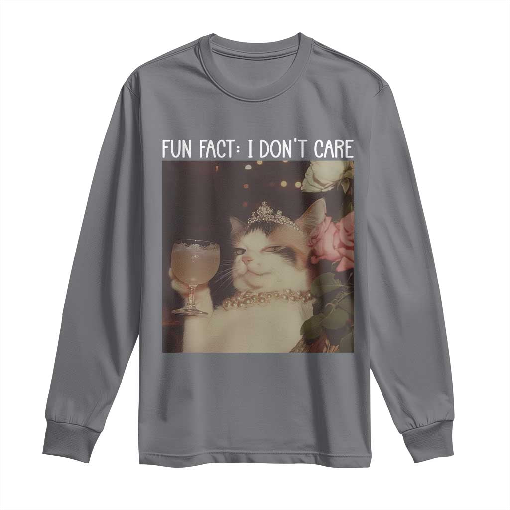 Cat Meme Long Sleeve Shirt Fun Fact I Dont Care Funny Saying Quote - Wonder Print Shop