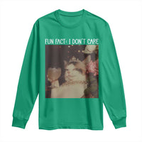 Cat Meme Long Sleeve Shirt Fun Fact I Dont Care Funny Saying Quote - Wonder Print Shop