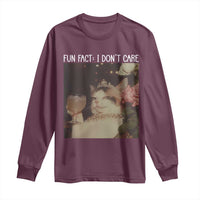 Cat Meme Long Sleeve Shirt Fun Fact I Dont Care Funny Saying Quote - Wonder Print Shop