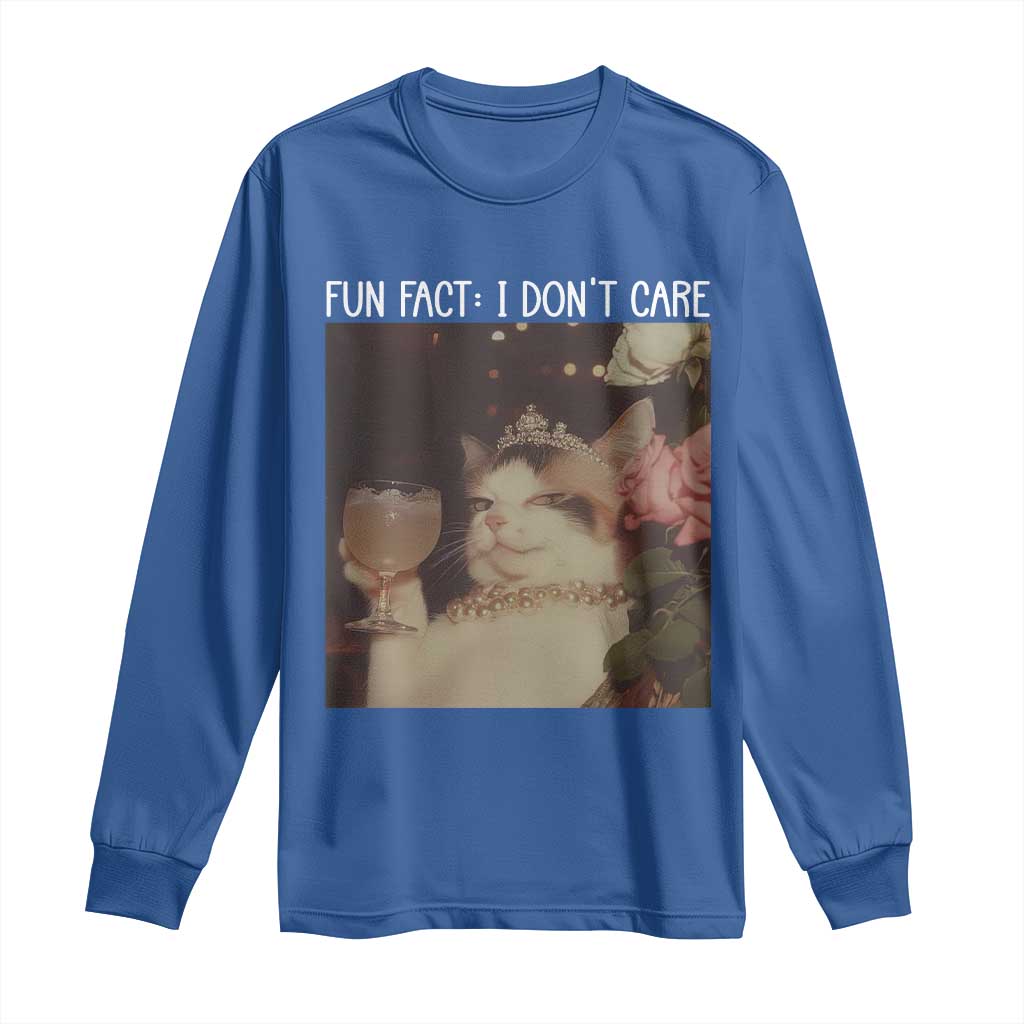 Cat Meme Long Sleeve Shirt Fun Fact I Dont Care Funny Saying Quote - Wonder Print Shop