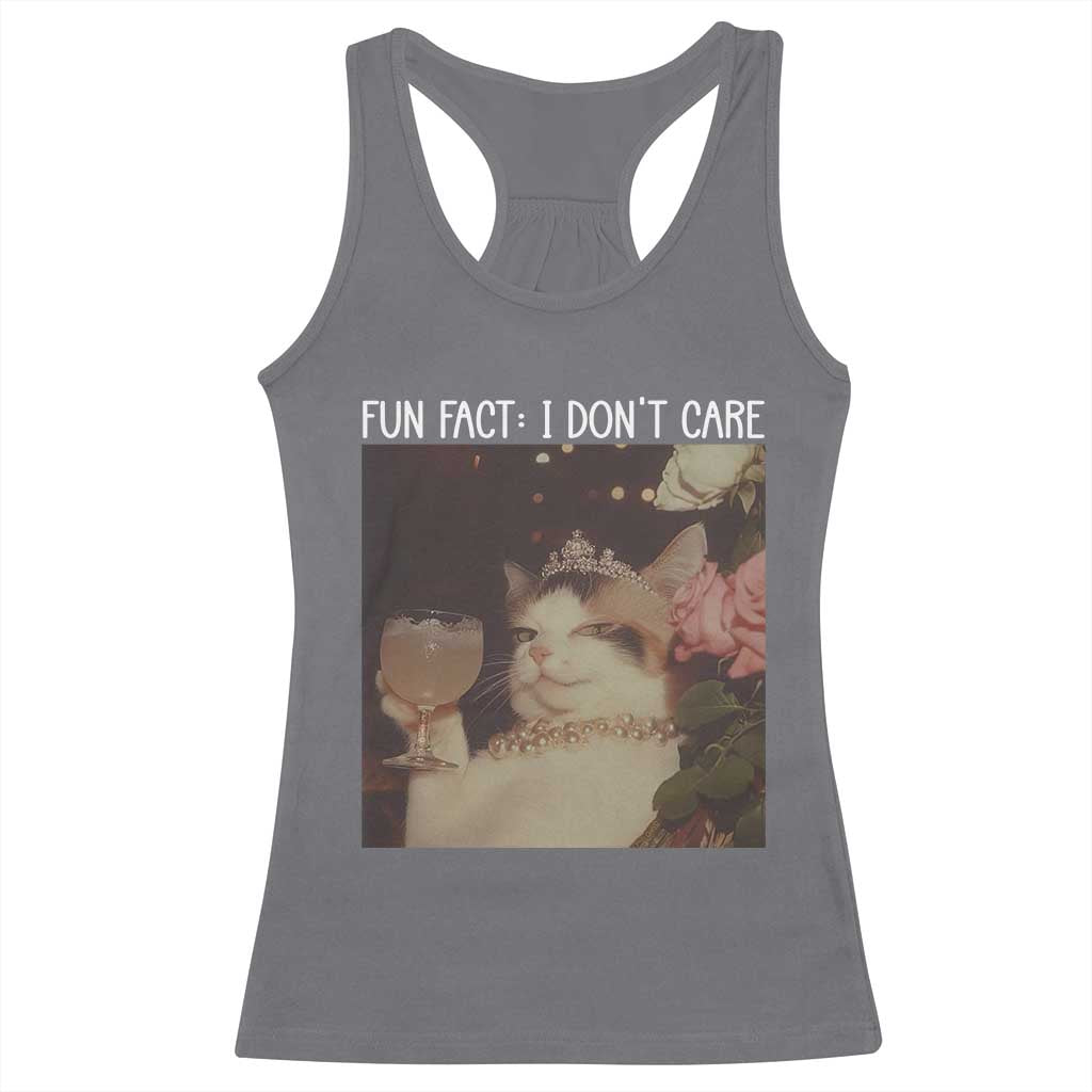 Cat Meme Racerback Tank Top Fun Fact I Dont Care Funny Saying Quote - Wonder Print Shop