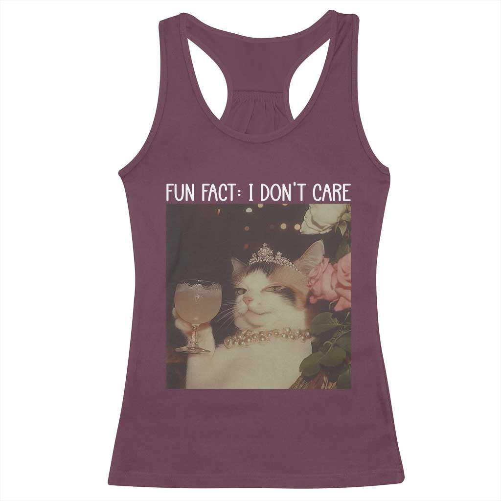 Cat Meme Racerback Tank Top Fun Fact I Dont Care Funny Saying Quote - Wonder Print Shop