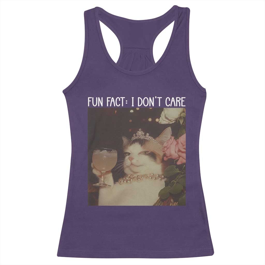 Cat Meme Racerback Tank Top Fun Fact I Dont Care Funny Saying Quote - Wonder Print Shop