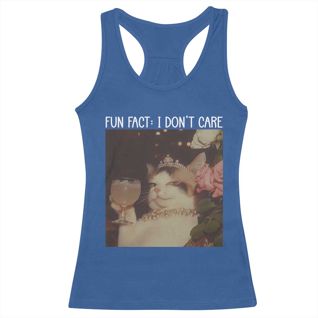 Cat Meme Racerback Tank Top Fun Fact I Dont Care Funny Saying Quote - Wonder Print Shop