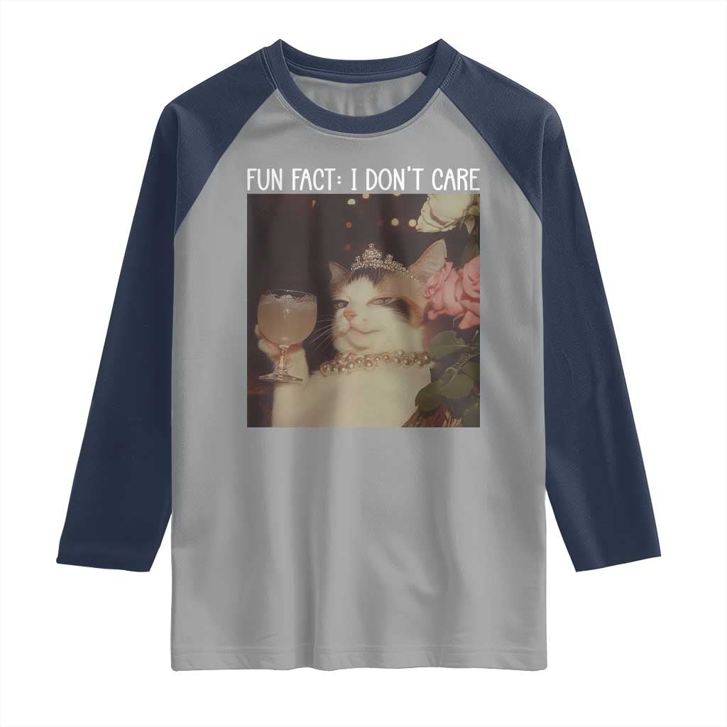 Cat Meme Raglan Shirt Fun Fact I Dont Care Funny Saying Quote - Wonder Print Shop