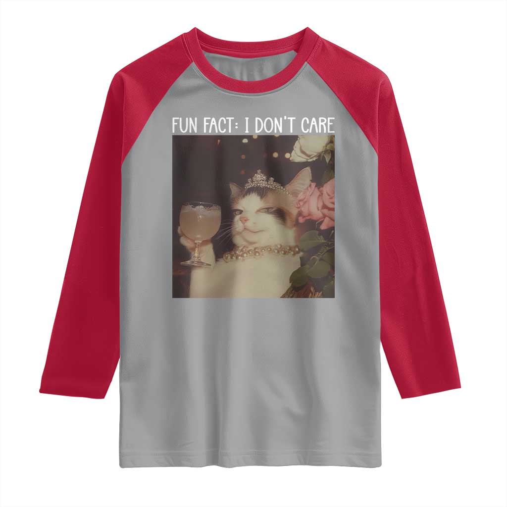 Cat Meme Raglan Shirt Fun Fact I Dont Care Funny Saying Quote - Wonder Print Shop
