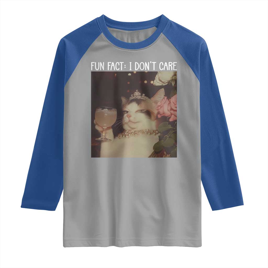 Cat Meme Raglan Shirt Fun Fact I Dont Care Funny Saying Quote - Wonder Print Shop
