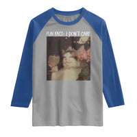 Cat Meme Raglan Shirt Fun Fact I Dont Care Funny Saying Quote - Wonder Print Shop