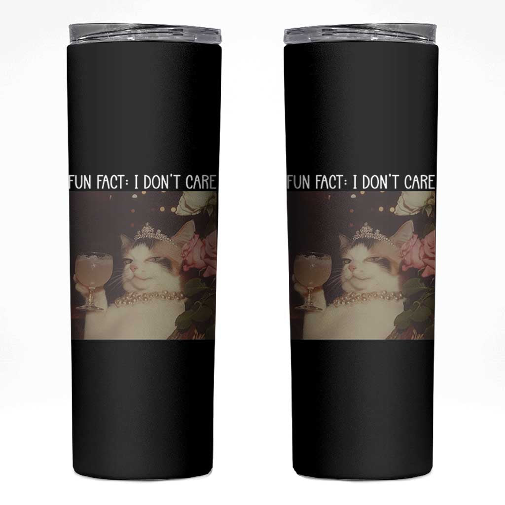 Cat Meme Skinny Tumbler Fun Fact I Dont Care Funny Saying Quote - Wonder Print Shop