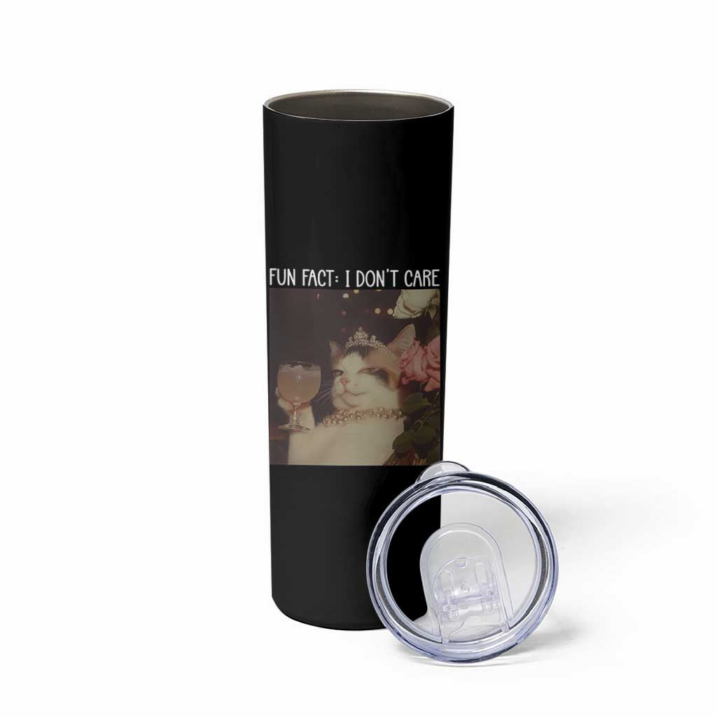 Cat Meme Skinny Tumbler Fun Fact I Dont Care Funny Saying Quote - Wonder Print Shop