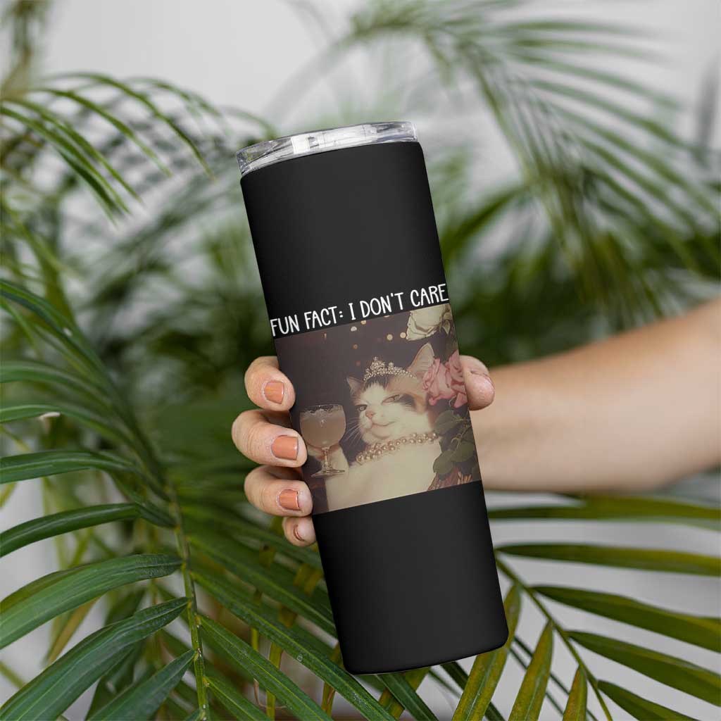 Cat Meme Skinny Tumbler Fun Fact I Dont Care Funny Saying Quote - Wonder Print Shop