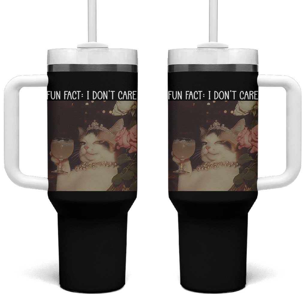 Cat Meme Tumbler With Handle Fun Fact I Dont Care Funny Saying Quote - Wonder Print Shop