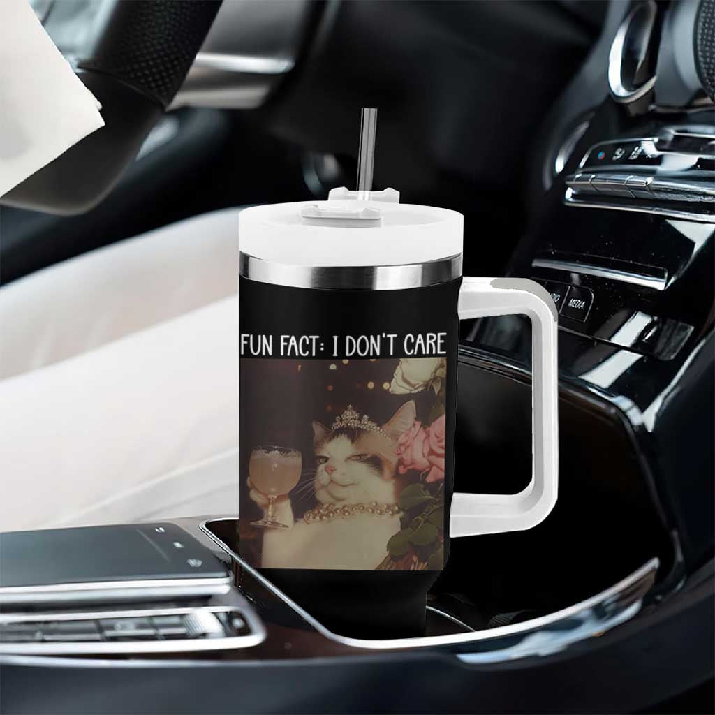 Cat Meme Tumbler With Handle Fun Fact I Dont Care Funny Saying Quote - Wonder Print Shop