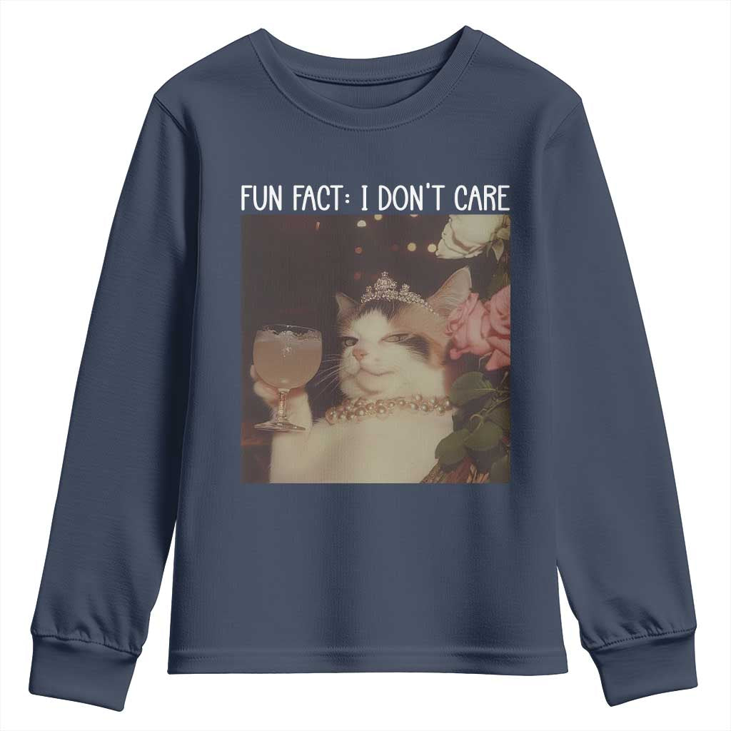 Cat Meme Youth Sweatshirt Fun Fact I Dont Care Funny Saying Quote - Wonder Print Shop