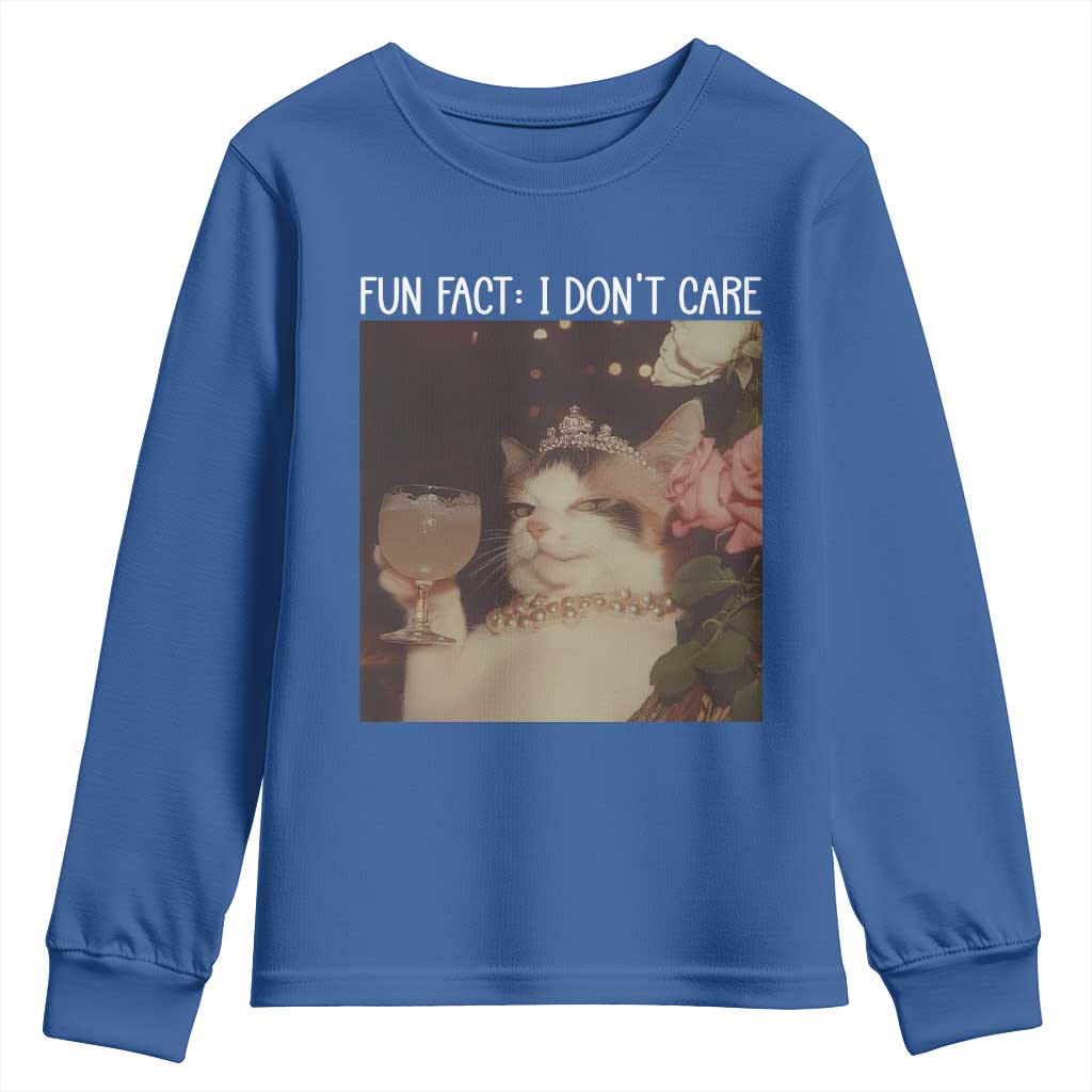 Cat Meme Youth Sweatshirt Fun Fact I Dont Care Funny Saying Quote - Wonder Print Shop