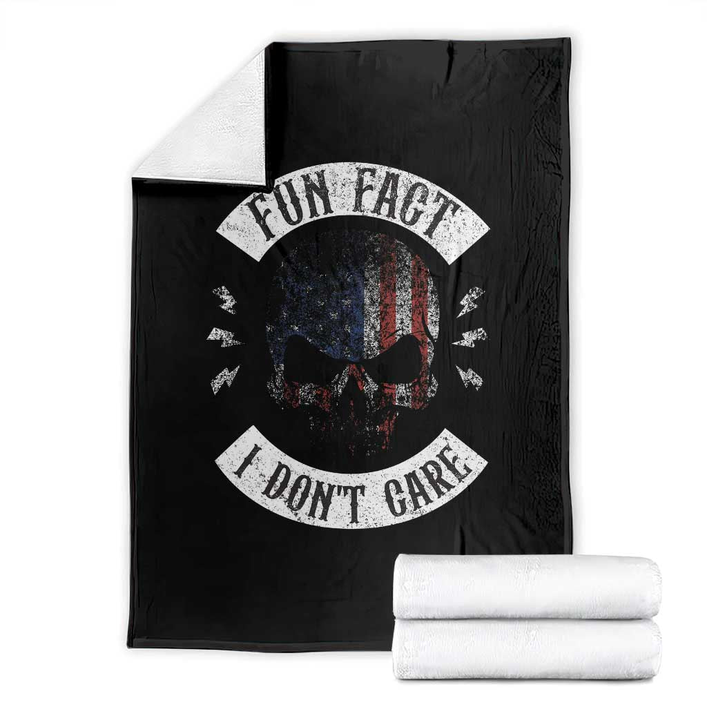 Fun Fact I Dont Care Throw Blanket Retro US Flag Skull Skeleton Funny Saying Quote