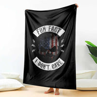 Fun Fact I Dont Care Throw Blanket Retro US Flag Skull Skeleton Funny Saying Quote