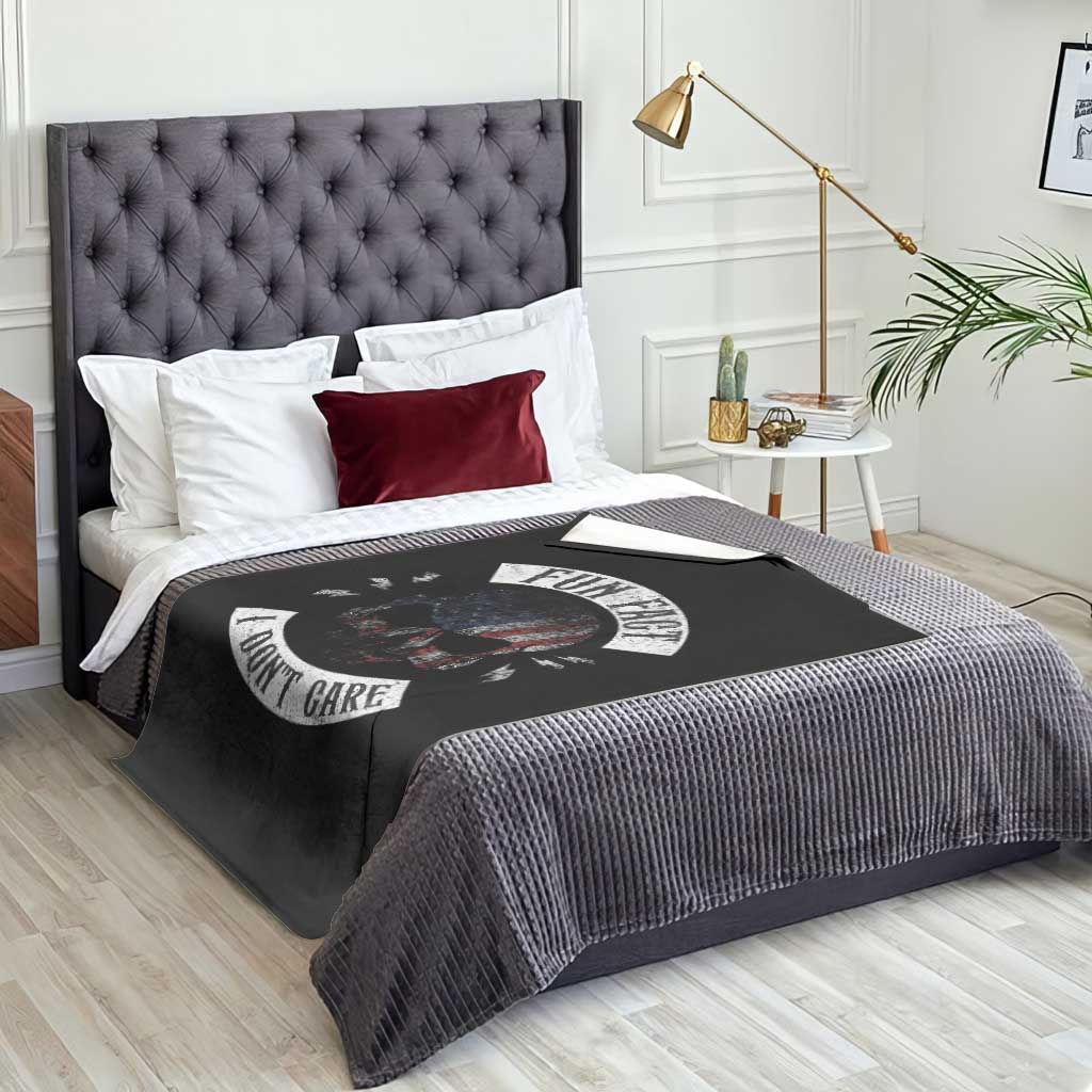 Fun Fact I Dont Care Throw Blanket Retro US Flag Skull Skeleton Funny Saying Quote