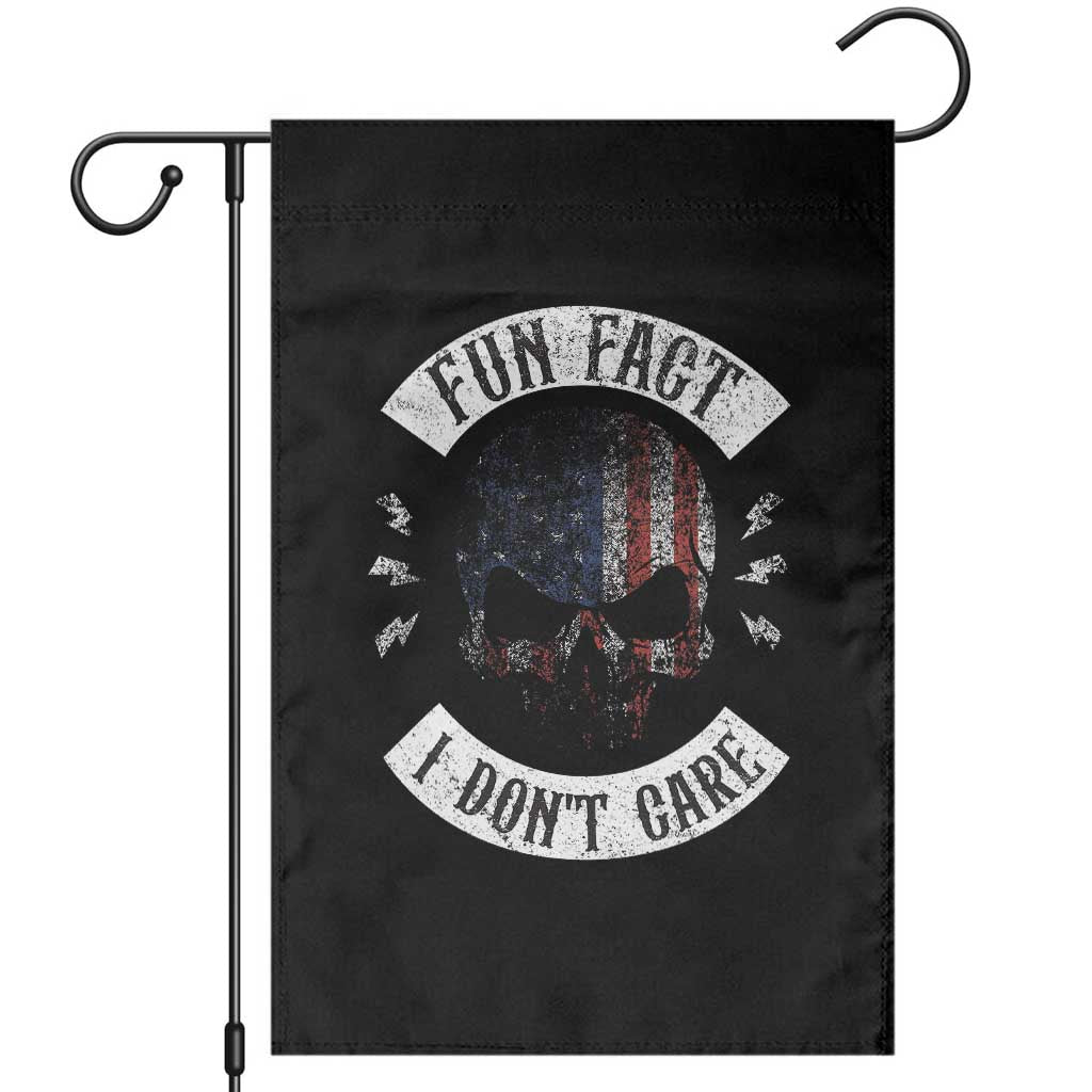 Fun Fact I Dont Care Garden Flag Retro US Flag Skull Skeleton Funny Saying Quote