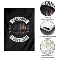 Fun Fact I Dont Care Garden Flag Retro US Flag Skull Skeleton Funny Saying Quote