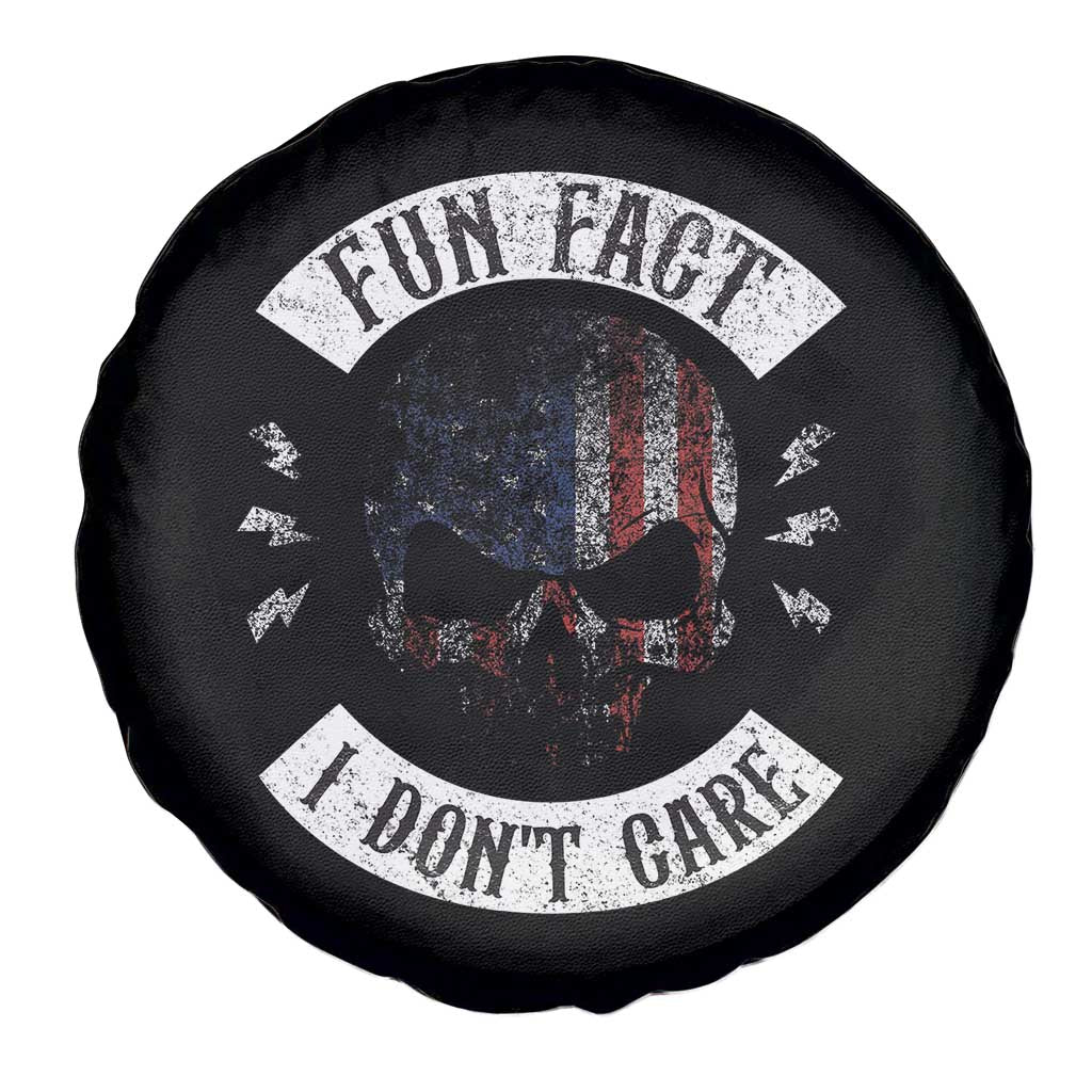 Fun Fact I Dont Care Spare Tire Cover Retro US Flag Skull Skeleton Funny Saying Quote