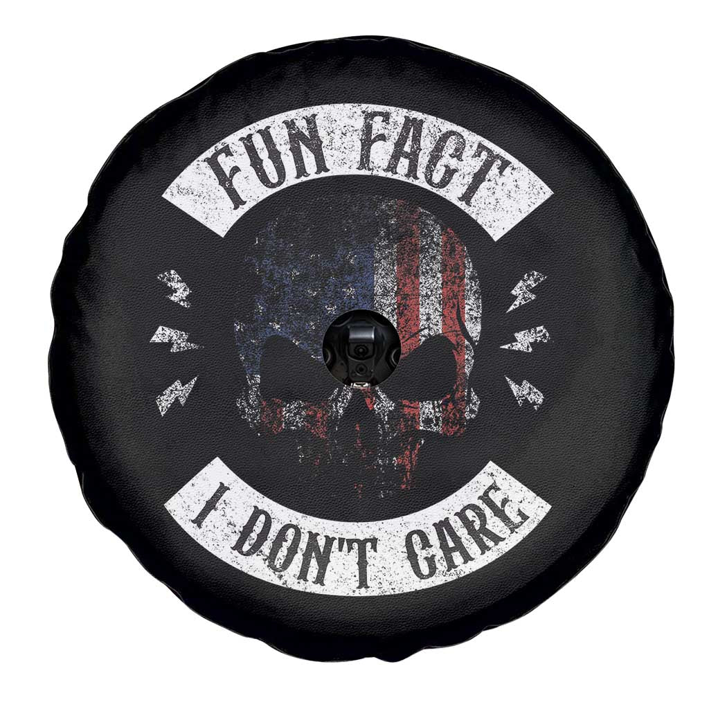 Fun Fact I Dont Care Spare Tire Cover Retro US Flag Skull Skeleton Funny Saying Quote