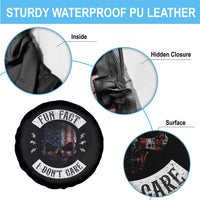 Fun Fact I Dont Care Spare Tire Cover Retro US Flag Skull Skeleton Funny Saying Quote