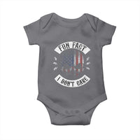 Fun Fact I Dont Care Baby Onesie Retro US Flag Skull Skeleton Funny Saying Quote