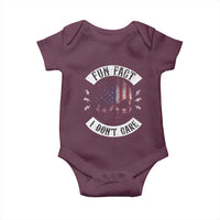 Fun Fact I Dont Care Baby Onesie Retro US Flag Skull Skeleton Funny Saying Quote