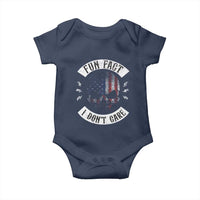 Fun Fact I Dont Care Baby Onesie Retro US Flag Skull Skeleton Funny Saying Quote