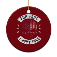Fun Fact I Dont Care Ceramic Ornament Retro US Flag Skull Skeleton Funny Saying Quote